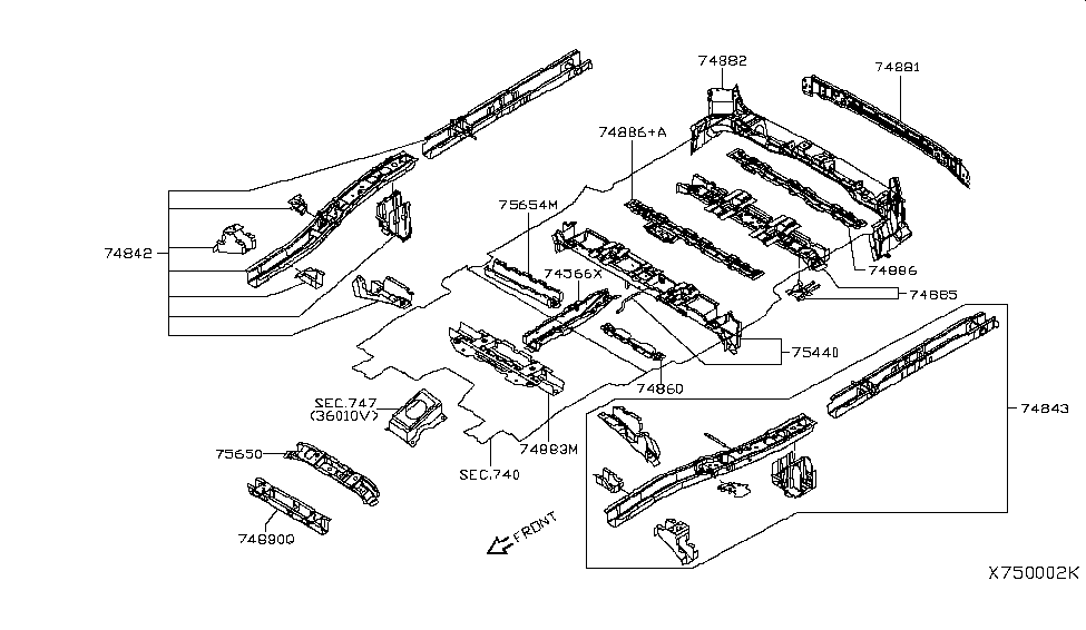 Nissan G5430-3LMMC Member Assy-Cross,3rd