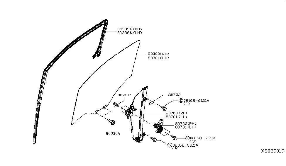 Nissan 80732-3LM0A Plate-Front Door Regulator,RH