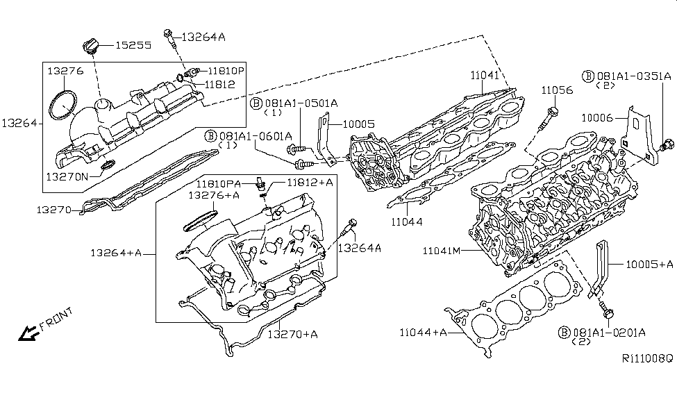 Nissan 081A1-0351A Bolt FLG Hex Type 2 7T M10