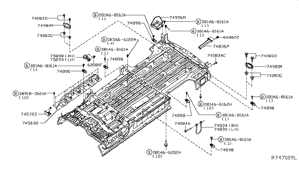 Nissan 748D5-1PA0A Brace-Rear Floor,LH