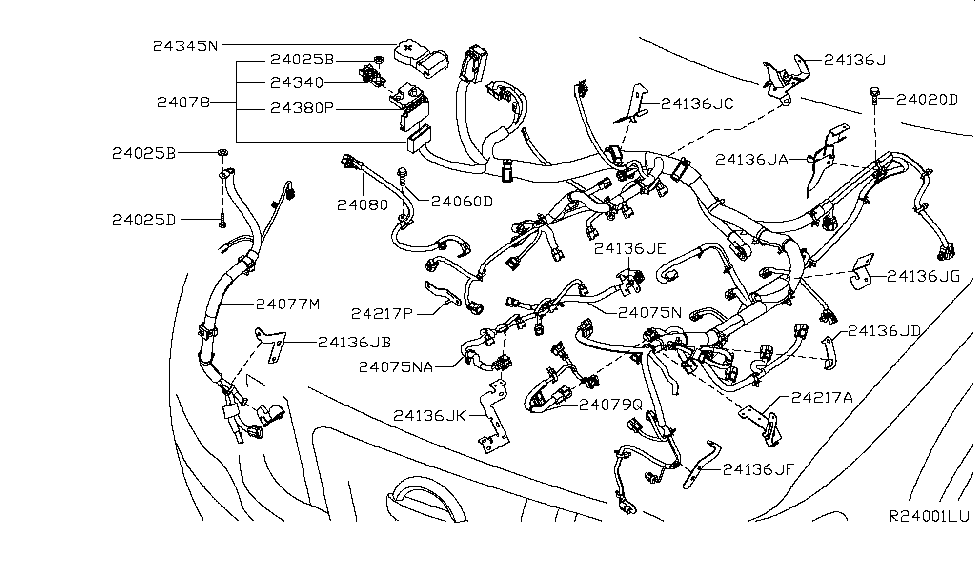 Nissan 24136-9JJ0A Bracket-EGI Harness