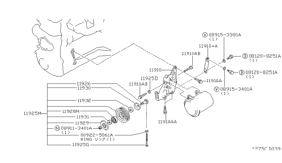 Nissan 11910-30R20 Stay-Compressor