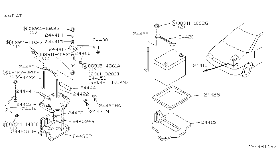 Nissan 24453-41R00 Mounting-Battery