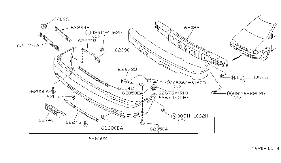 Nissan 62296-30R00 RETAINER-Front Bumper Side