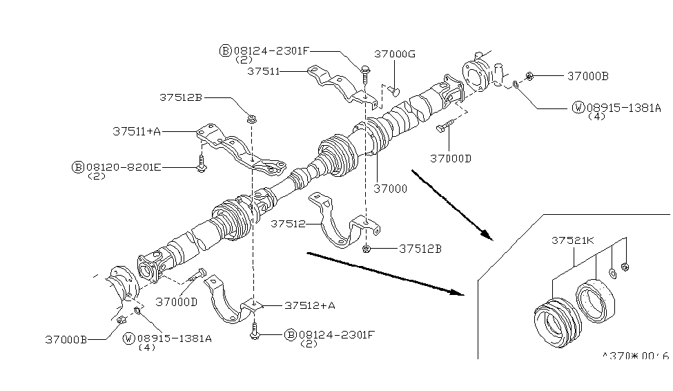 Nissan 37511-40R10 Bracket Center Bearing Upper