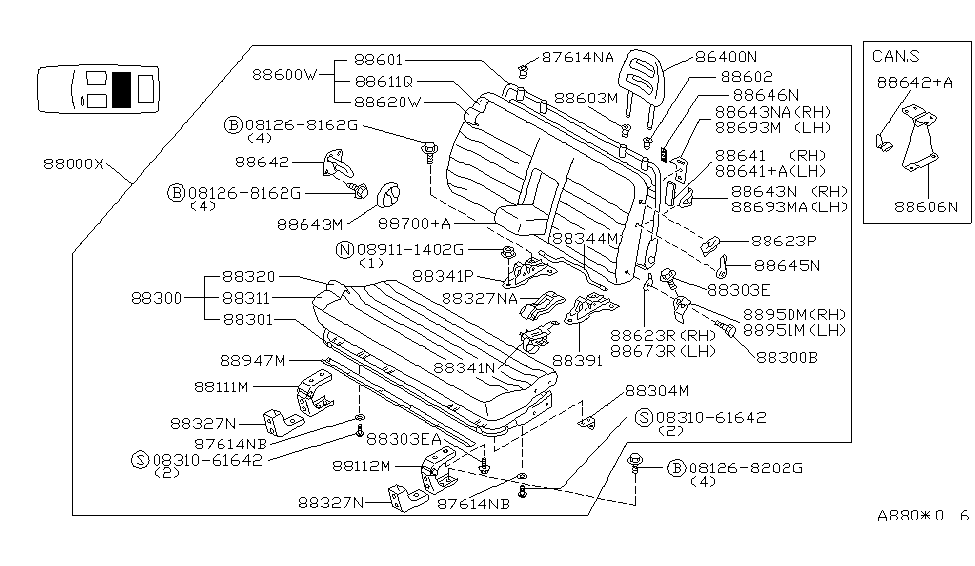 Nissan 88300-36R01 Cushion Assy-2ND Seat,RH