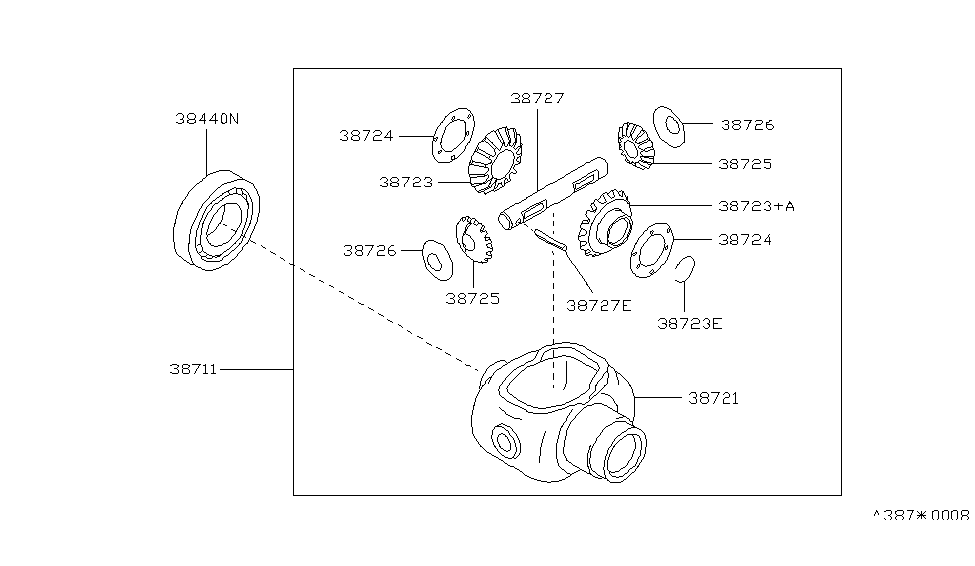 Nissan 38411-56E00 Case Complete-Center Differential