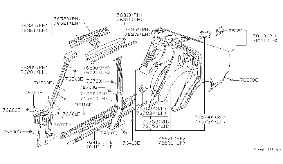 Nissan 76200-M7060 Pillar-Front RH