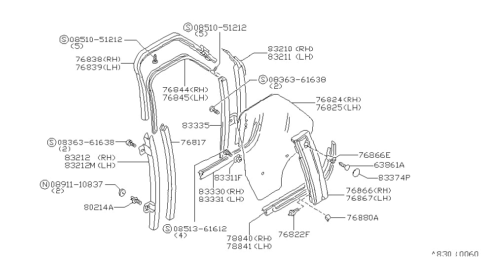 Nissan 76822-M7000 FASTENER-Blind