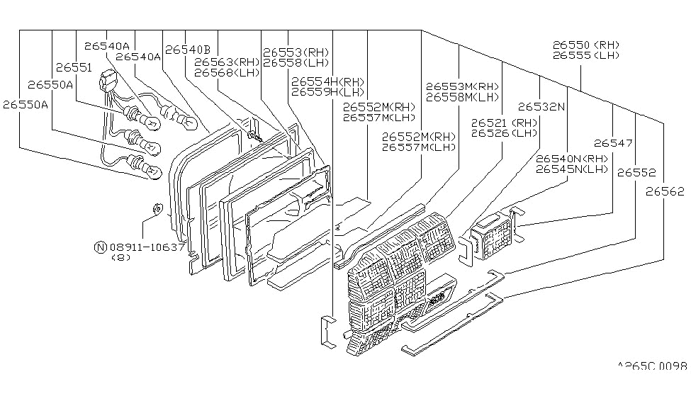 Nissan 26557-M8560 MOULDING Rear Combination LH