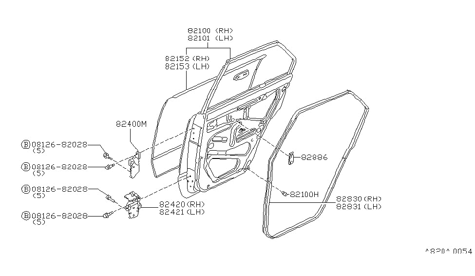 Nissan 82100-M6410 Door Assembly-Rear RH