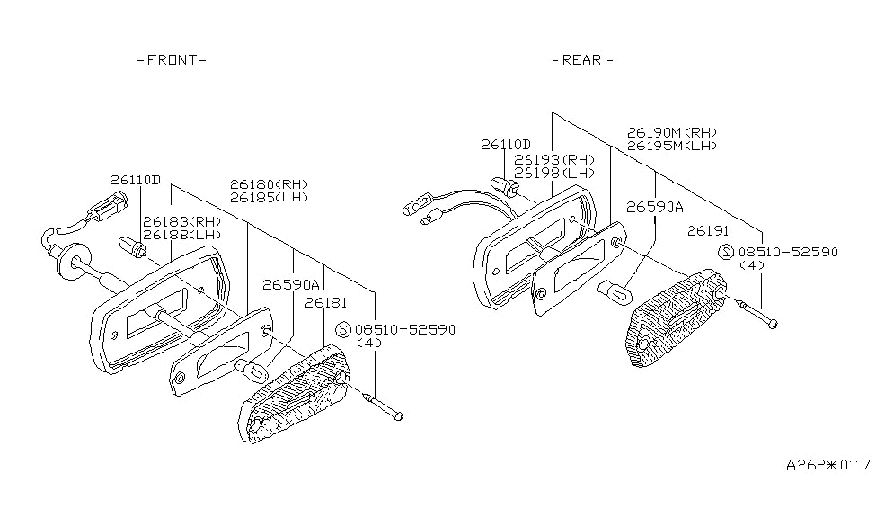 Nissan 26198-M6401 Packing LH Rear