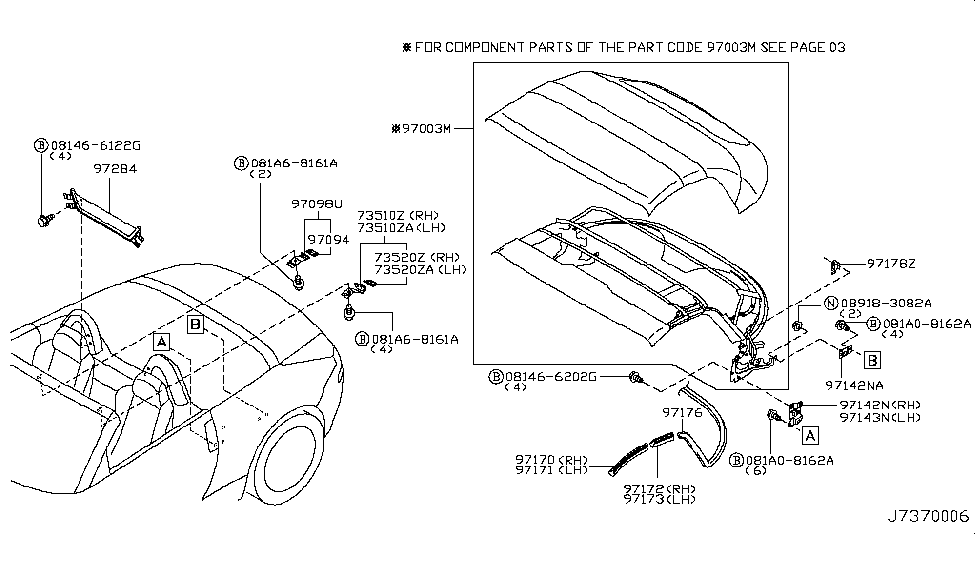 Nissan 97142-CE415 Bracket-Folding Roof Mounting,R