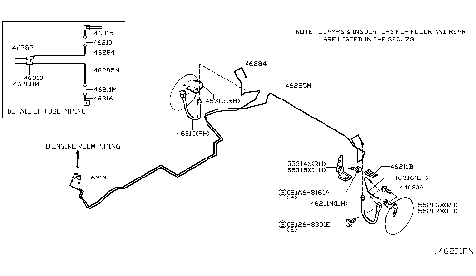 Nissan 55286-AA301 Bracket-Brake Hose,Rear RH