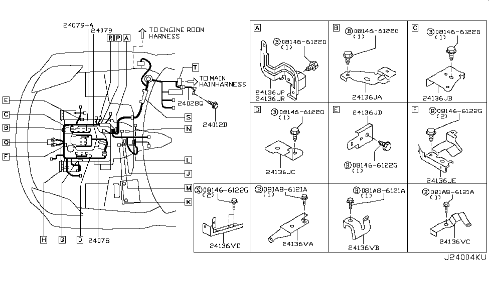 Nissan 24136-JK60B Bracket-EGI Harness