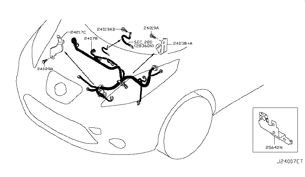 Nissan 24238-3NA0B Bracket - Harness Clip