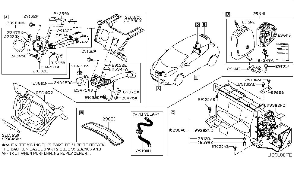 Nissan 24028-3NA1B Harness-Sub, Solar Cell