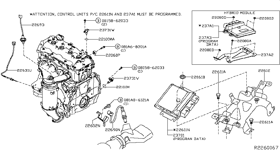 Nissan 237A2-5AF0A Bracket-Hybrid Control