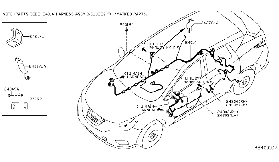 Nissan 24138-5AA0A Bracket-Harness