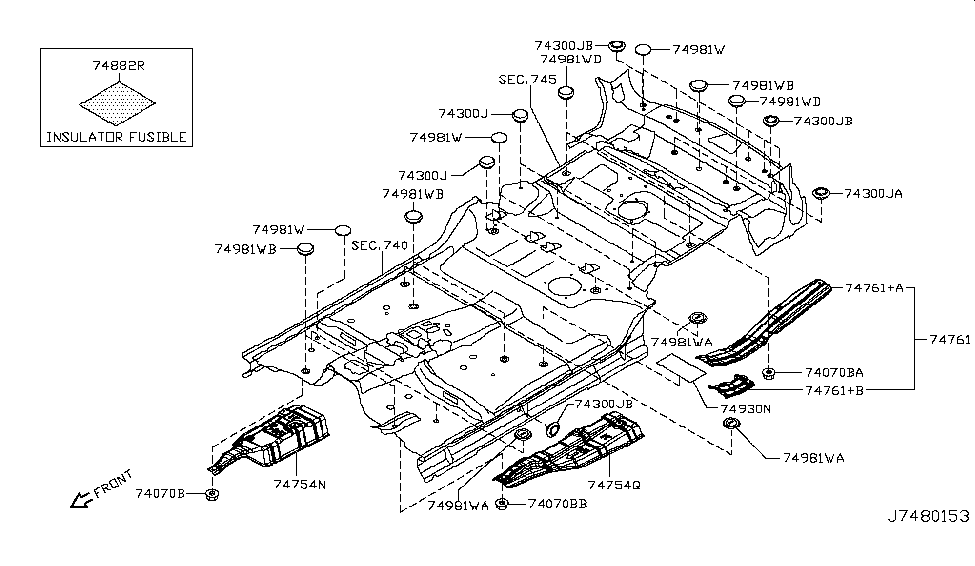 Nissan 74763-1LA0A INSULATOR - Heat, Rear Floor