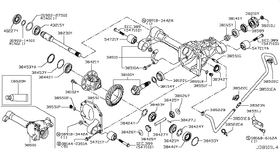 Nissan 38454-EA000 Shim-Adjust,Side Bearing