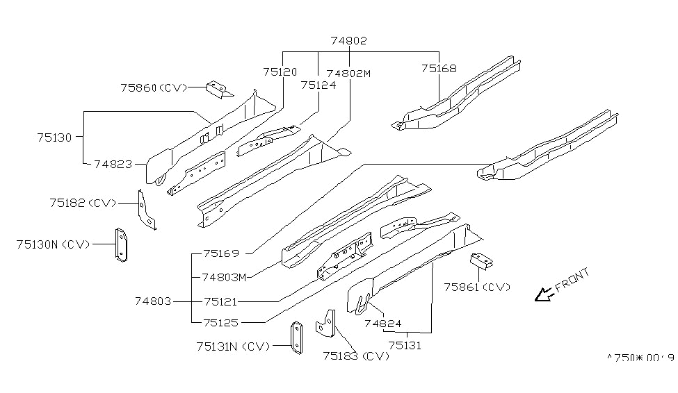 Nissan 75113-53F30 Member-Side,Front Outer LH