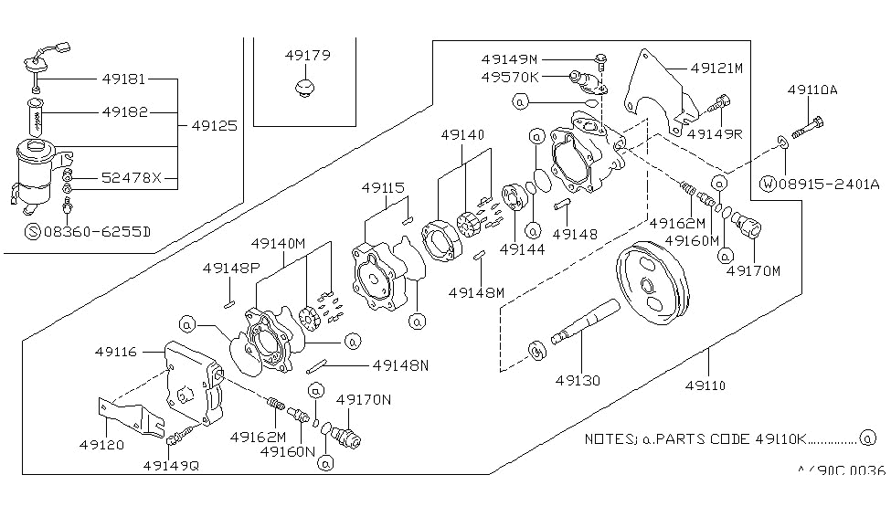 Nissan 49149-04U00 Bolt-Bracket,Power Steering Pump