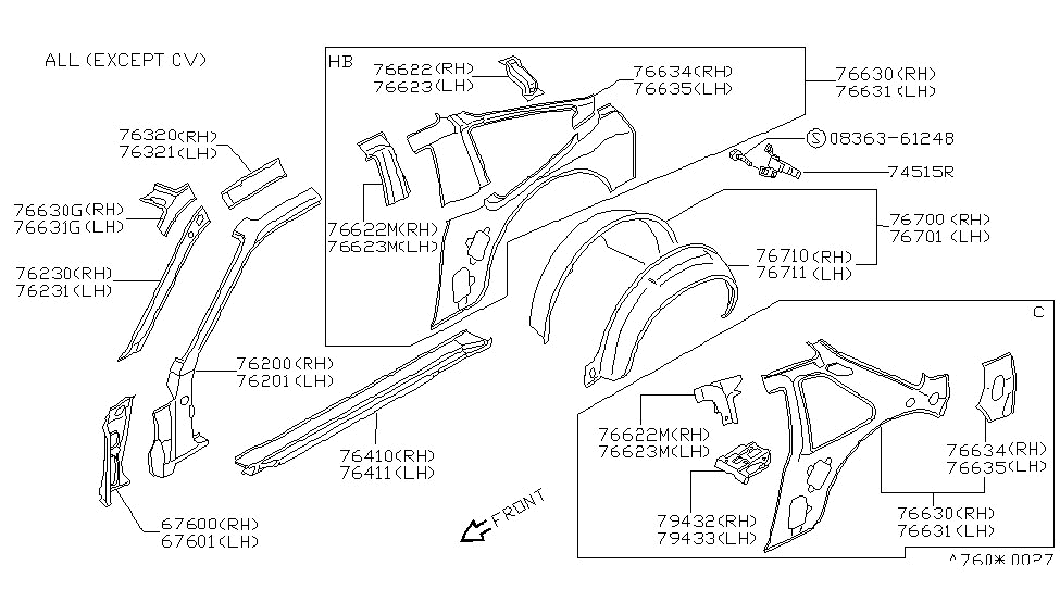 Nissan 76669-40F00 Reinforce-Rear Pillar,Upper LH