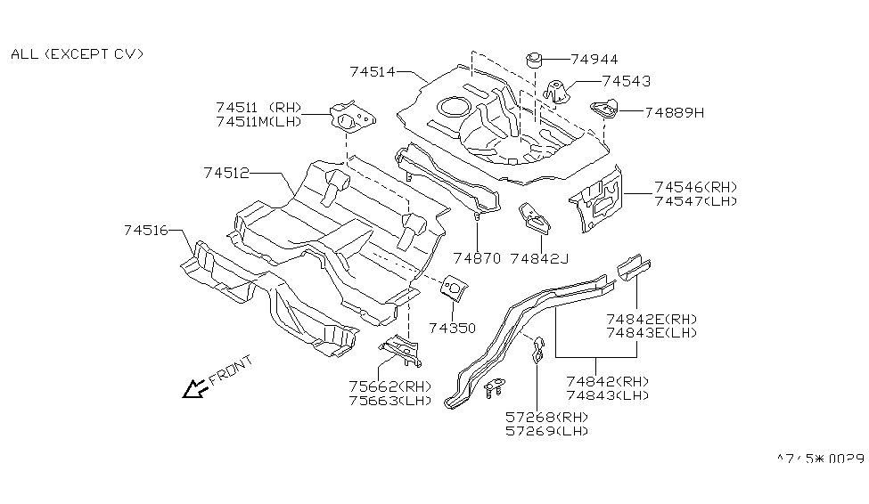 Nissan 74519-35F00 Reinforce-Rear Floor