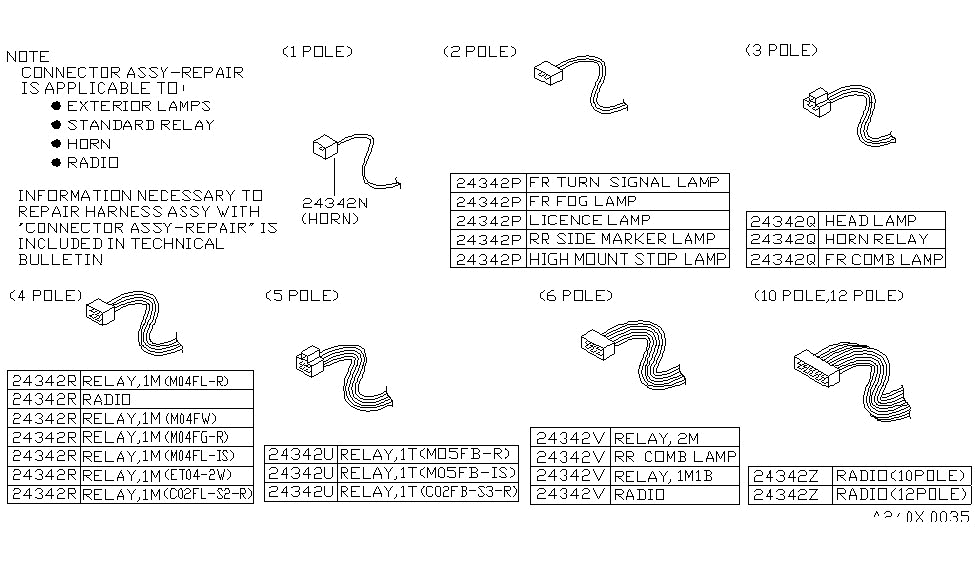 Nissan B4346-0CFW0 Connector Assembly Harness Repair