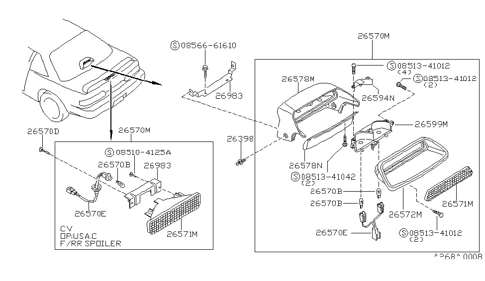 Nissan 26592-41F00 Cap-Stop Lamp