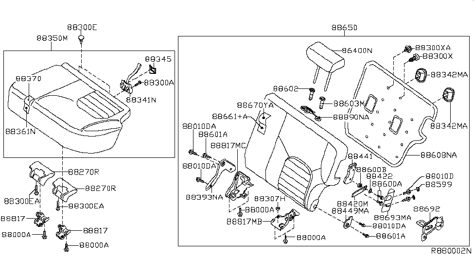 Nissan 88393-ZL20A Cover- Rear Seat Hinge, LH