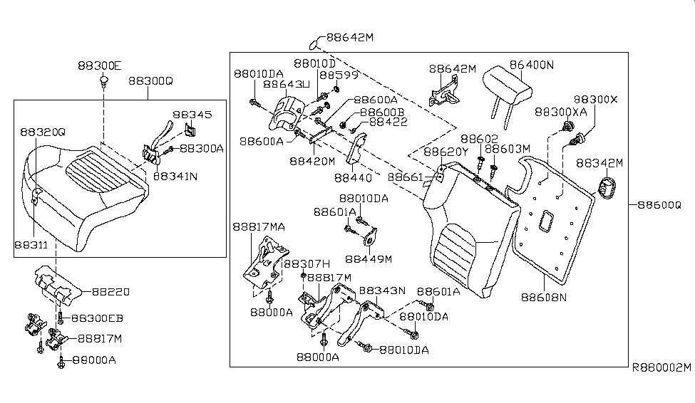 Nissan 88300-ZP35B Cushion Assy-Rear Seat,RH