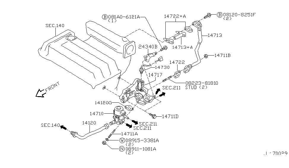 Nissan 14722-5U010 EGR Guide Tube Gasket