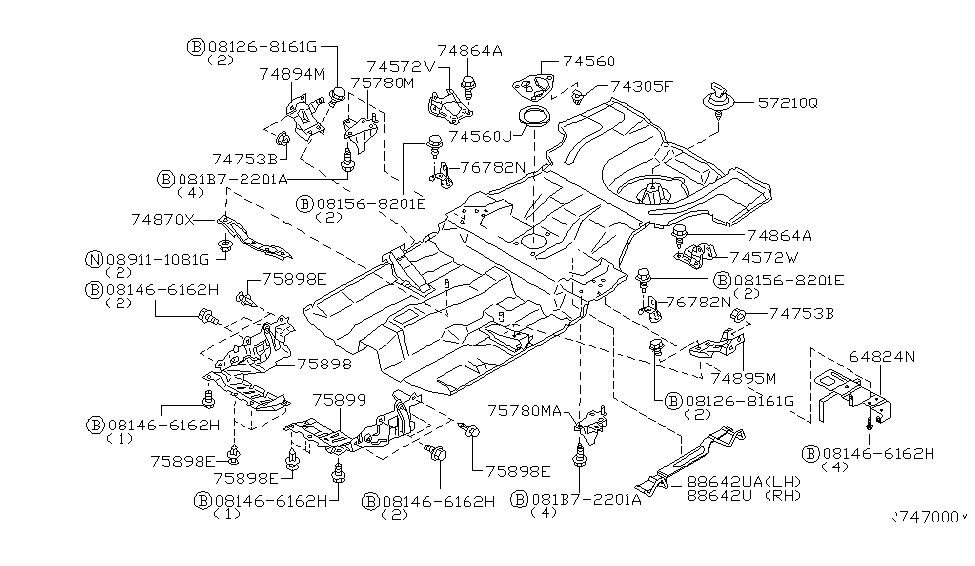 Nissan 74894-5M000 Brace-Front Seat Mounting,RH