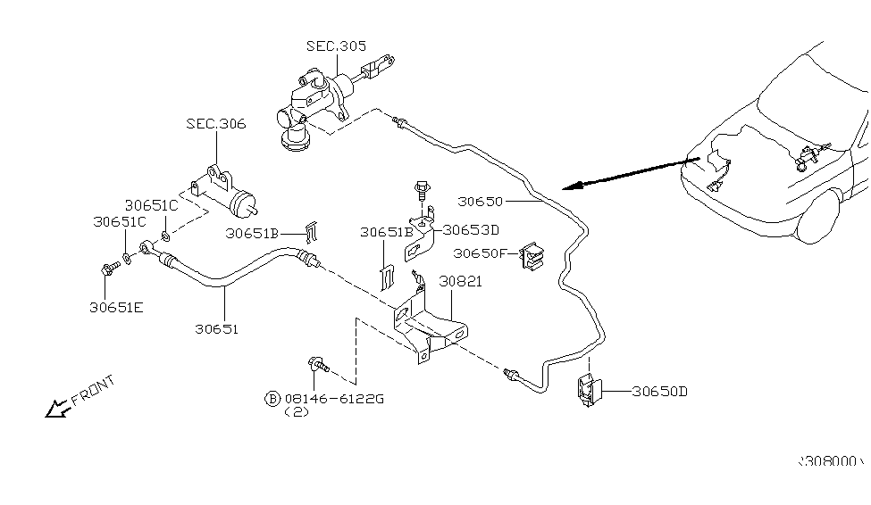 Nissan 30821-4M400 Bracket Clutch Tube