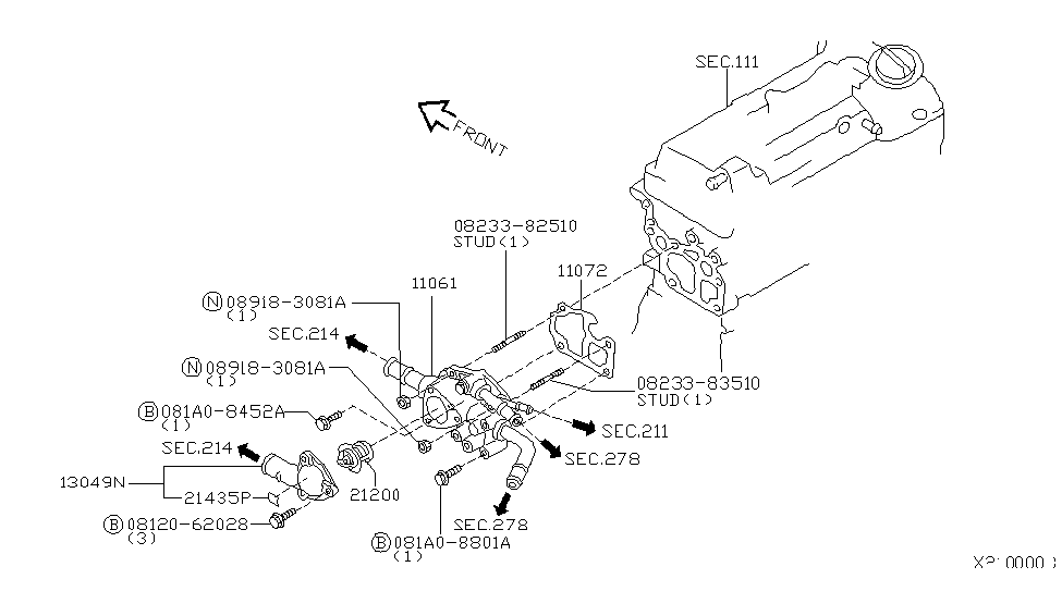 Nissan 081A0-8452A Bolt