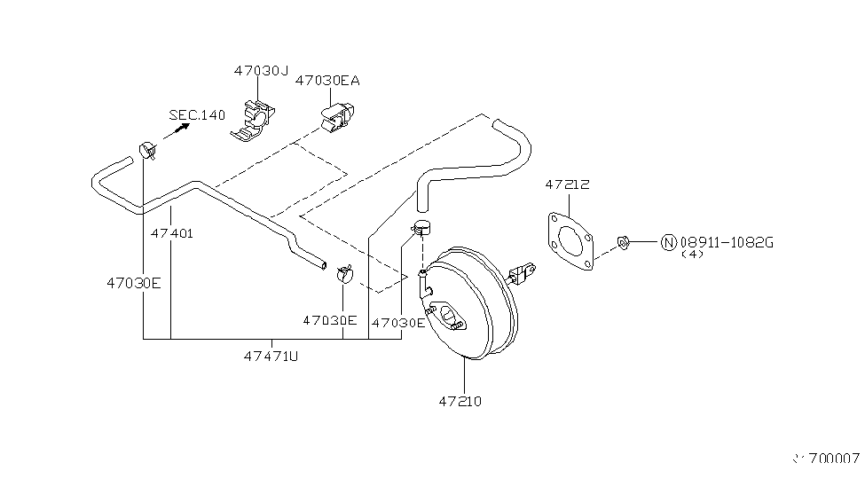Nissan 47471-4Z100 Hose Vacuum Tank