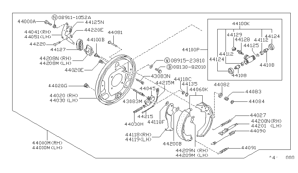 Nissan 44000-57G10 Brake Assy-Drum,Rear RH