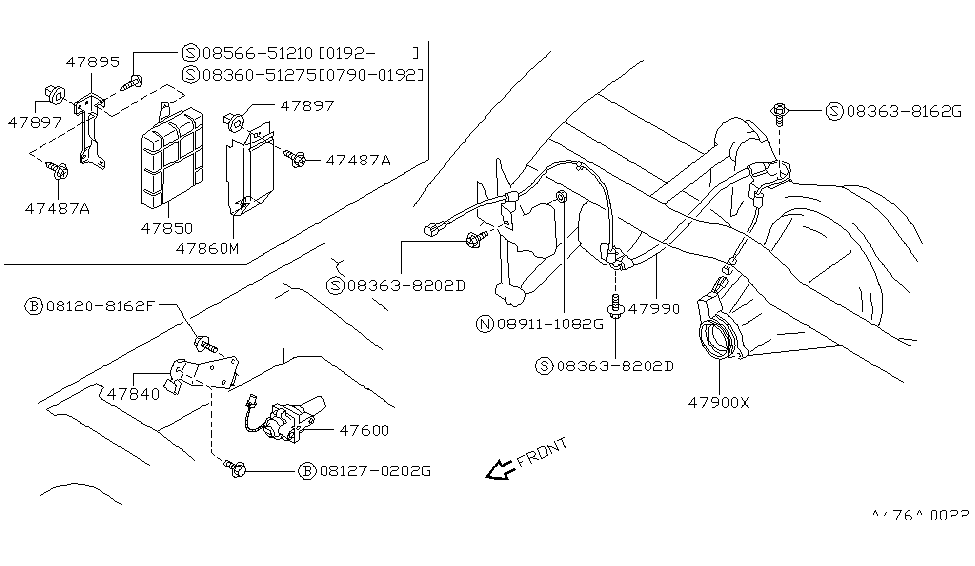 Nissan 47990-92G00 Harness-Sensor,Rear