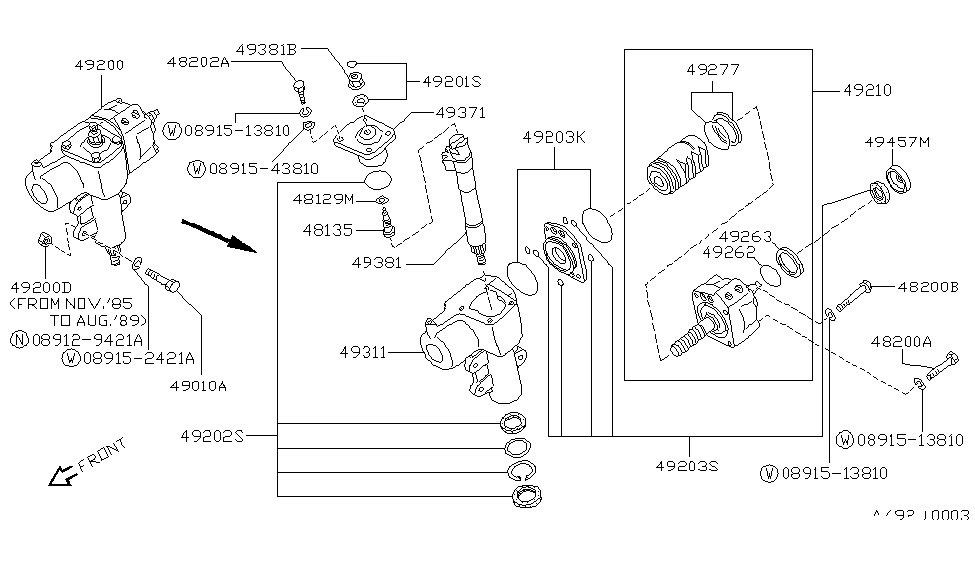 Nissan 49381-31G00 Shaft Assembly Sector