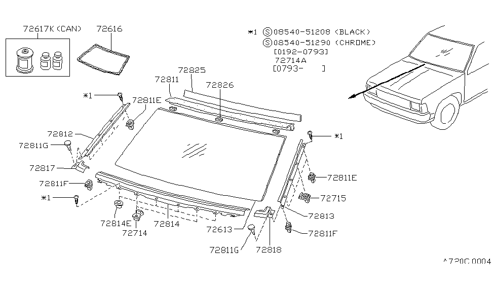 Nissan 72774-92G01 MOULDING-Windshield Lower