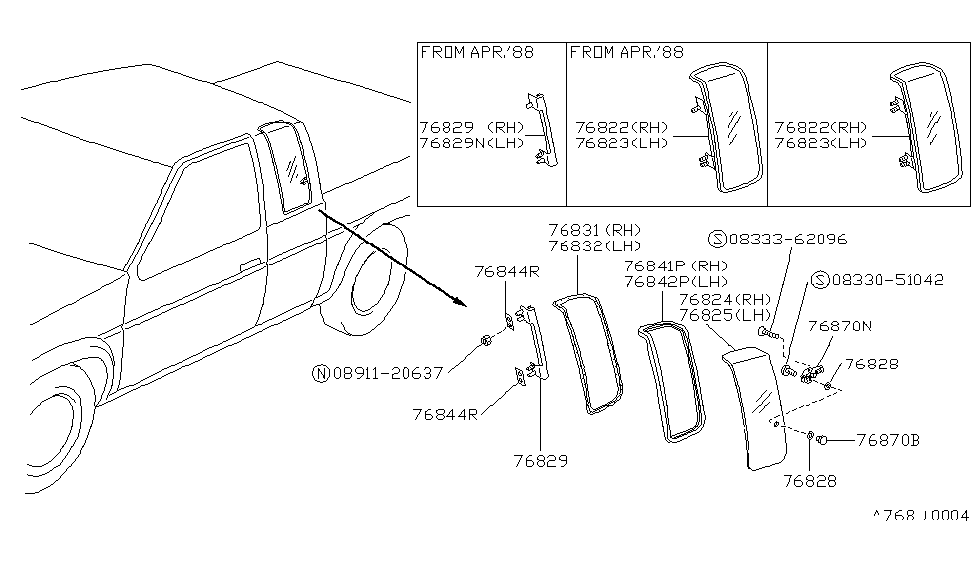 Nissan H3301-12G11 Glass Assembly-Side Window LH