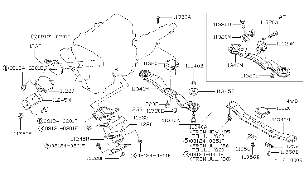 Nissan 11252-10G00 Engine Mounting Support, Front