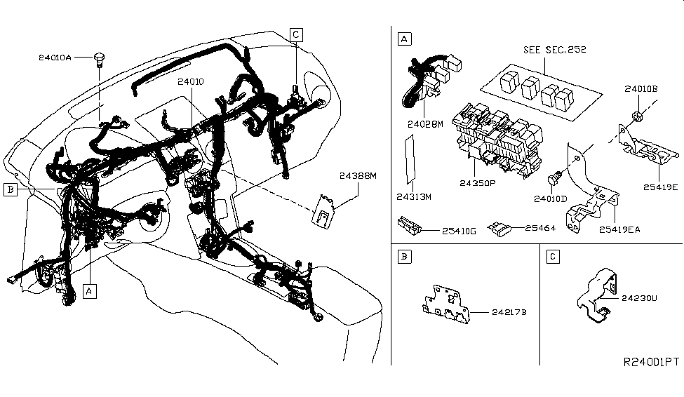 Nissan 24018-7FL0B Harness-Sub