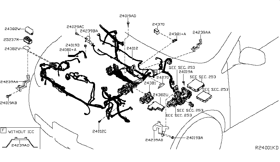 Nissan 24239-4BA0D Bracket-Engine Harness