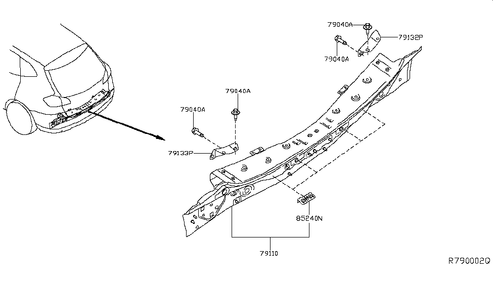 2016 Nissan Rogue US Make Rear,Back Panel & Fitting