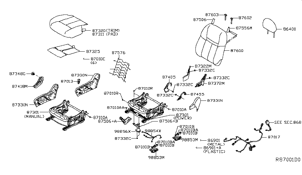 Nissan 87019-4BJ2A Harness-Seat