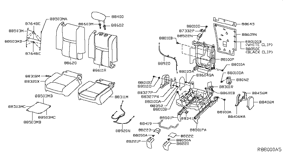 Nissan 88620-4BE6B Trim Assy-Back,Rear Seat RH