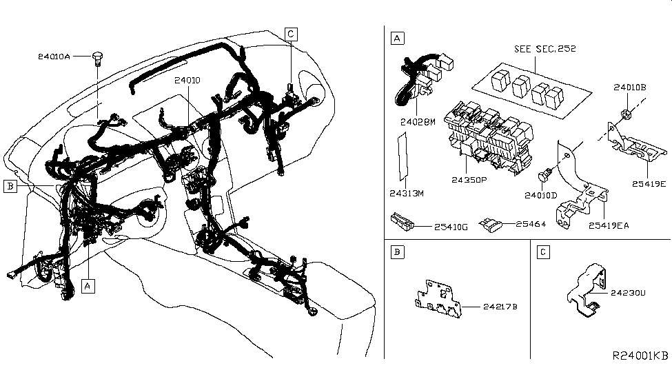 Nissan 24018-4BA0A Harness-Sub,Main